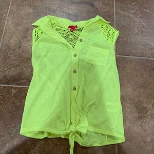 Bright yellow tie tank top